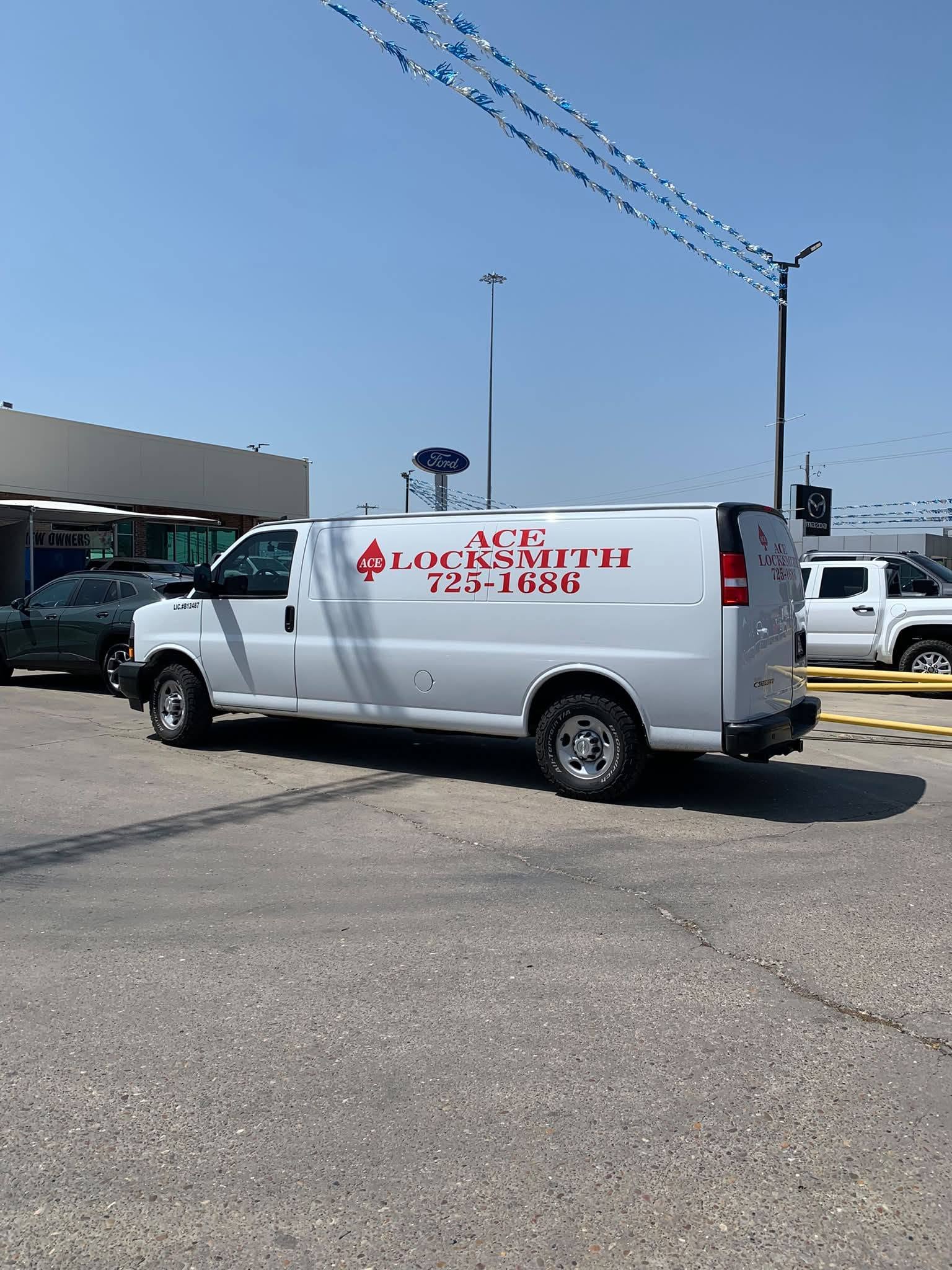 Ace Locksmith branded Chevy Express service van in Laredo, TX