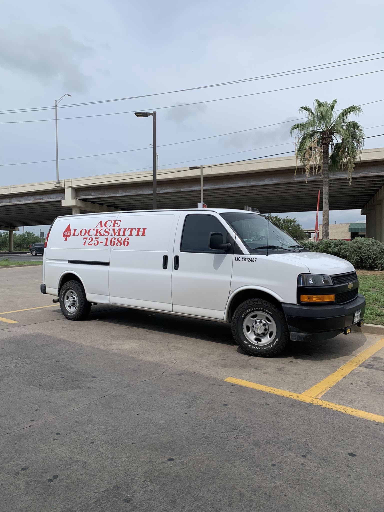 Ace Locksmith branded service van on location — we come to you (LIC.#B12487)